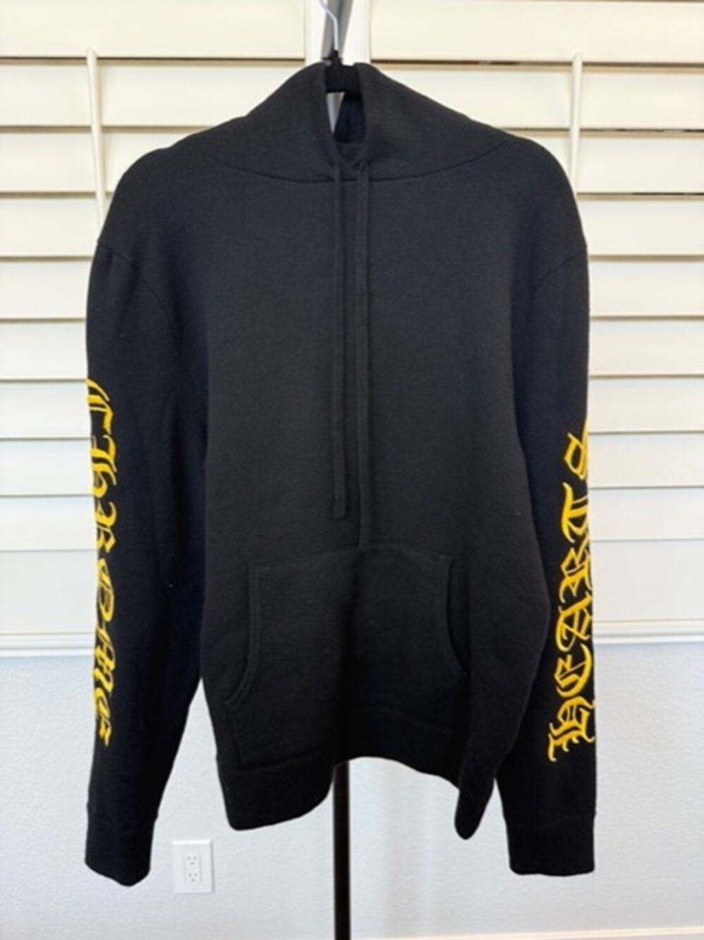 Men's Chrome Hearts Black Embroidered Sleeves 100% Cashmere Hoodie Size M